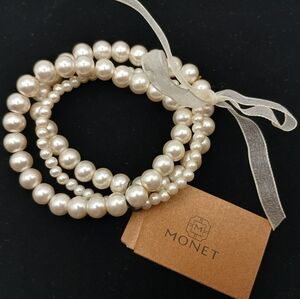 MONET PEARL BRACELET SET New With Tags